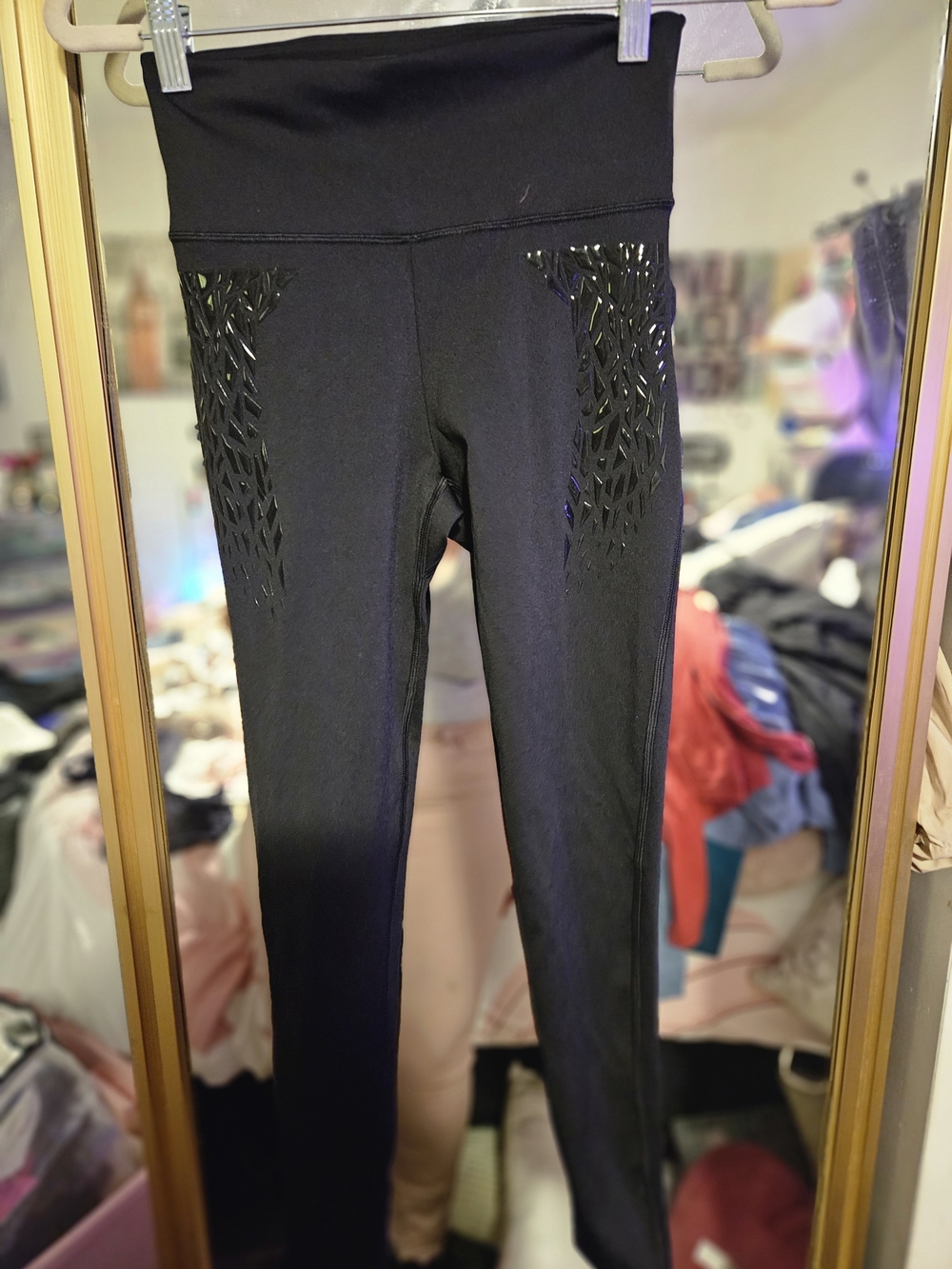 Gymshark Black High-Rise Leggings with Glossy Laser-Cut Side Panels